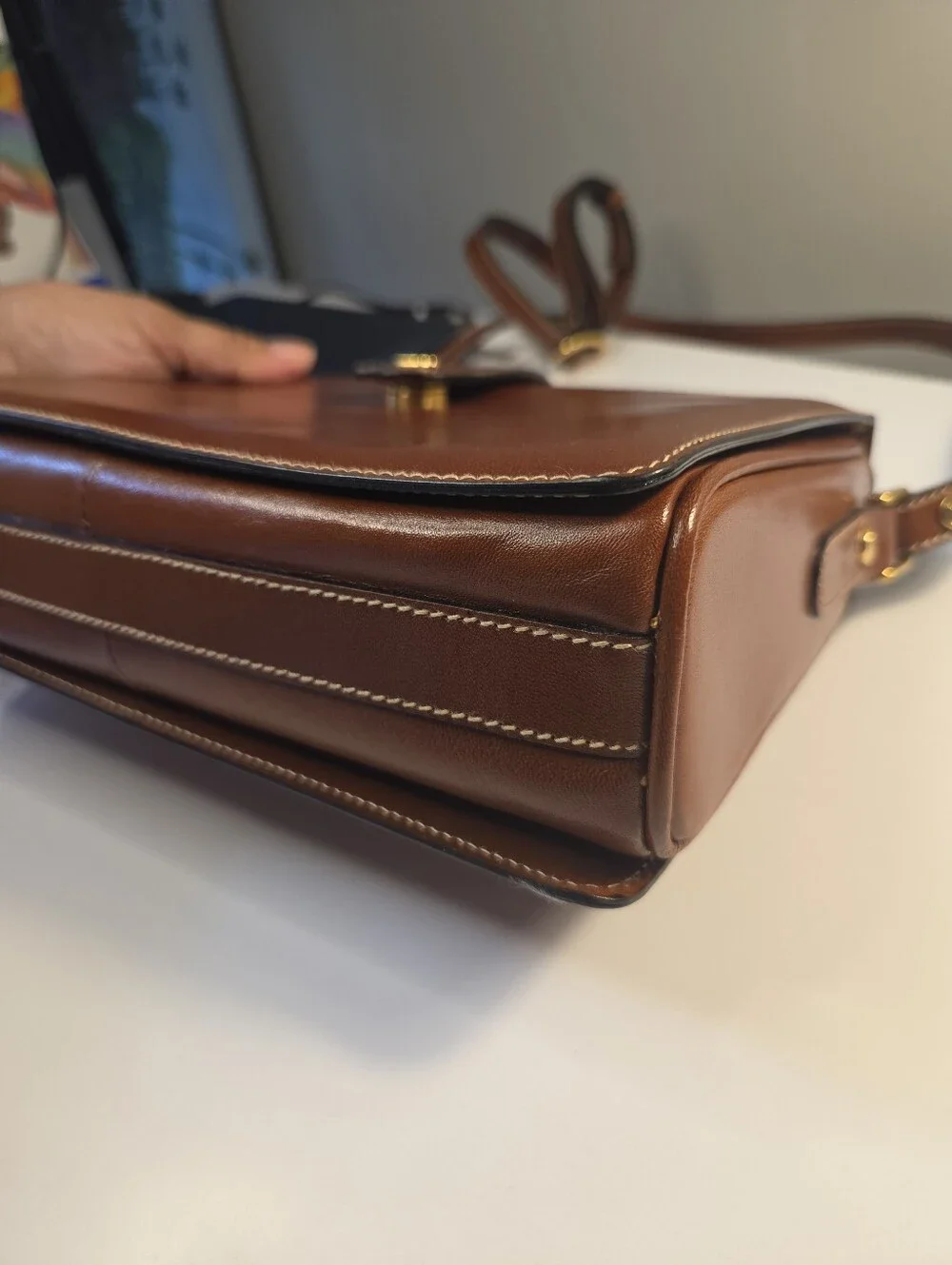 Bally Brown Leather Shoulder Bag Cross Body Front Flap Purse Gorgeous